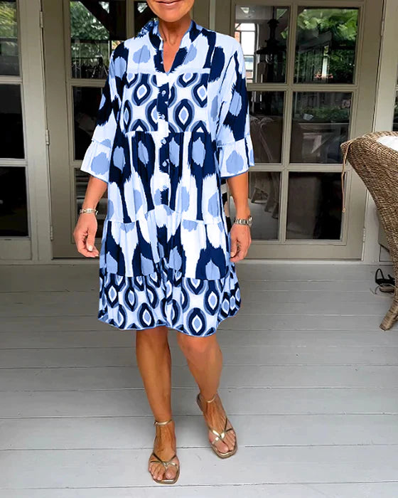 Aldamine | Women's Casual Summer Dress Ikat Tiered - Image 1