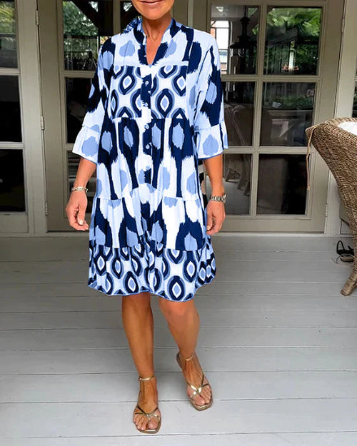 Aldamine | Women's Casual Summer Dress Ikat Tiered - Image 1