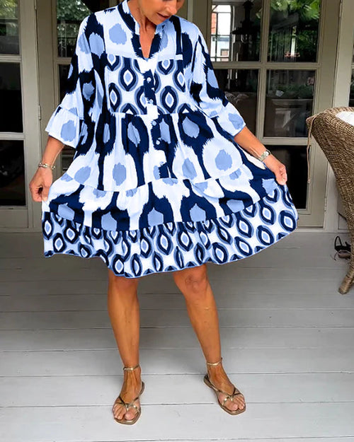 Aldamine | Women's Casual Summer Dress Ikat Tiered - Image 2