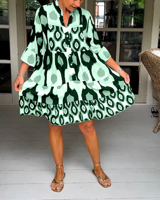 Aldamine | Women's Casual Summer Dress Ikat Tiered - Image 7
