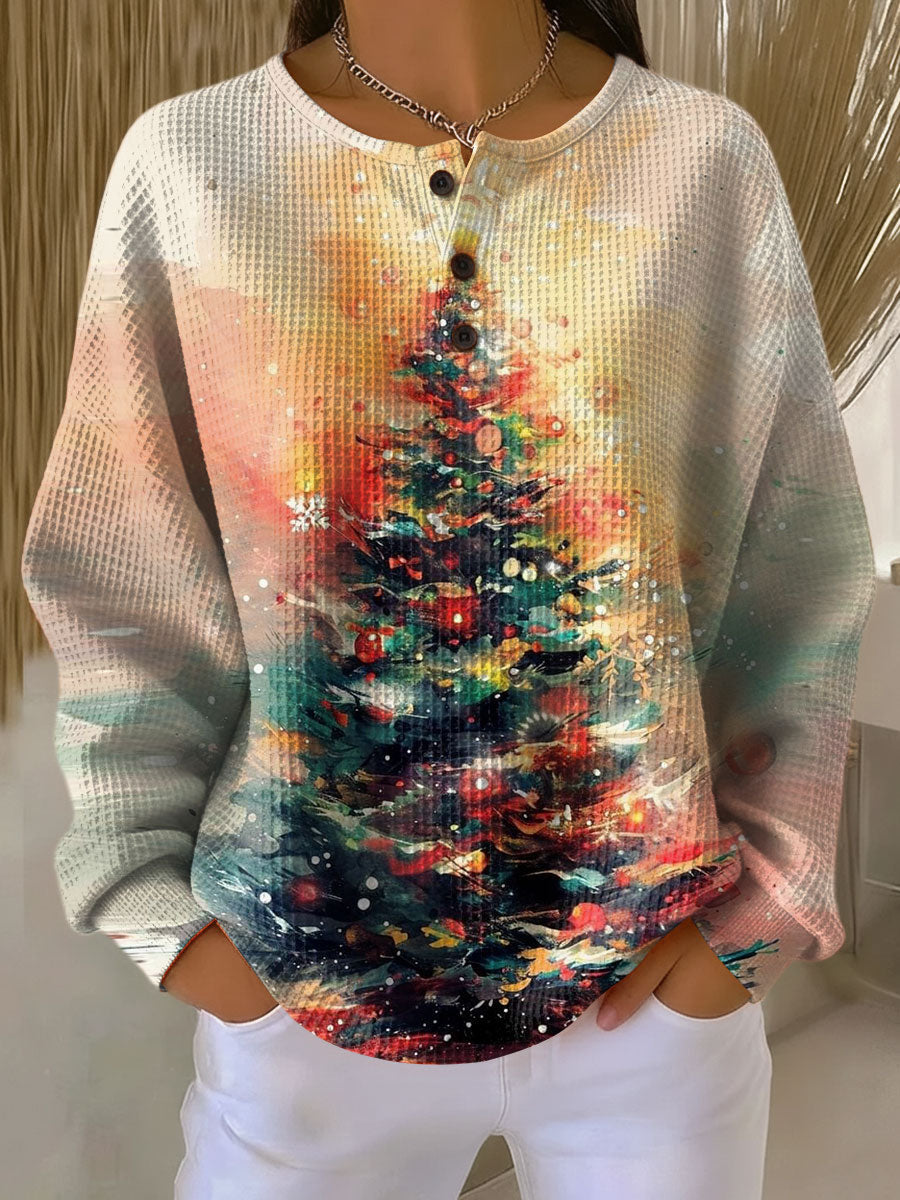Aldowyn | Women's Christmas Jumper Waffle Knit Top - Image 1