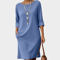 Aldwin | Women's Midi Dress Relaxed Shift 3/4 Sleeve - Light Blue - Image 1