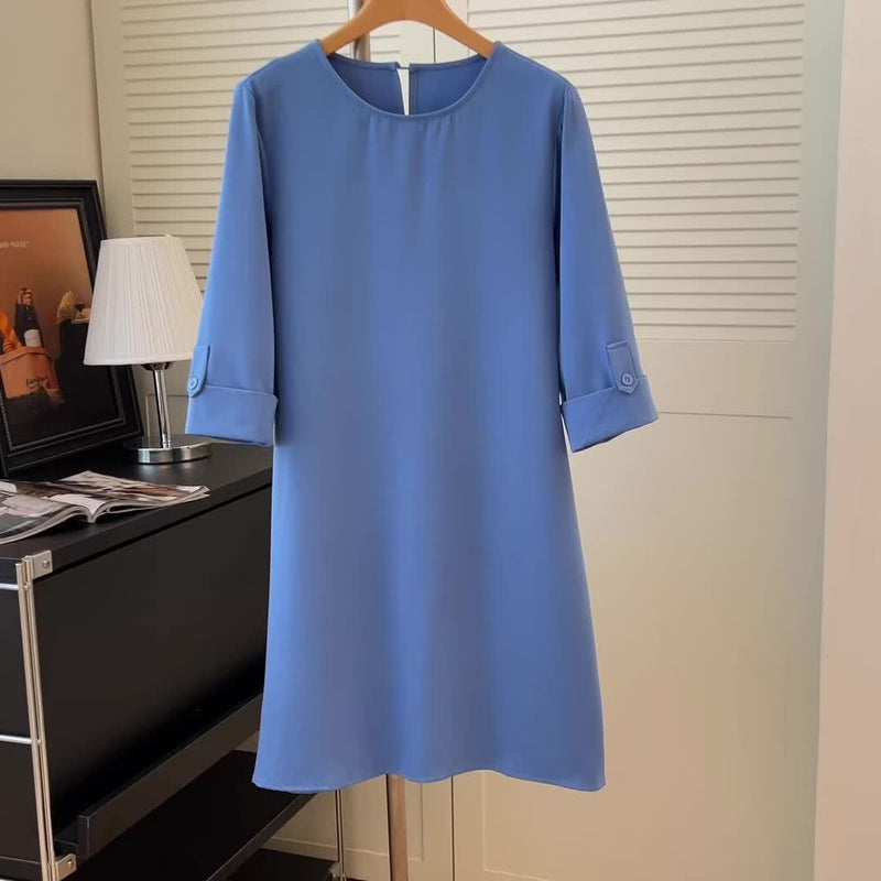 Aldwin | Women's Midi Dress Relaxed Shift 3/4 Sleeve - Light Blue - Image 5