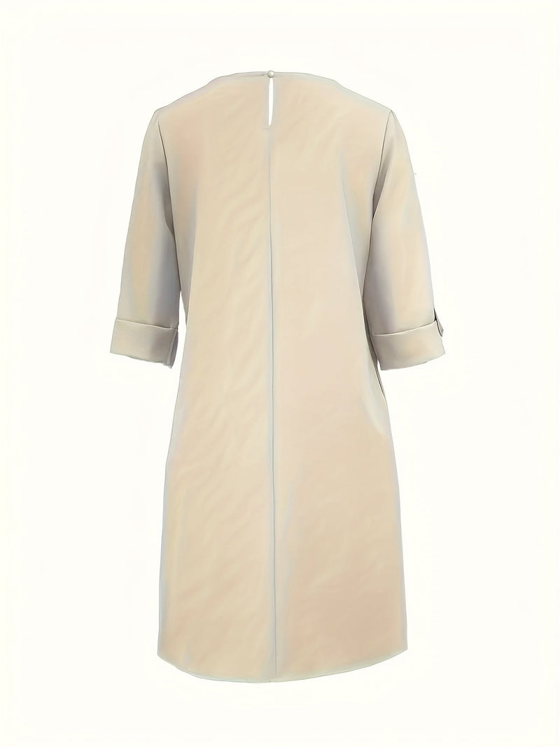 Aldwin | Women's Midi Dress Relaxed Shift 3/4 Sleeve - Light Blue - Image 7