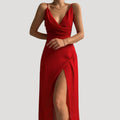 Alvine | Women's Evening Gown Dress with High Slit - Red - Image 1