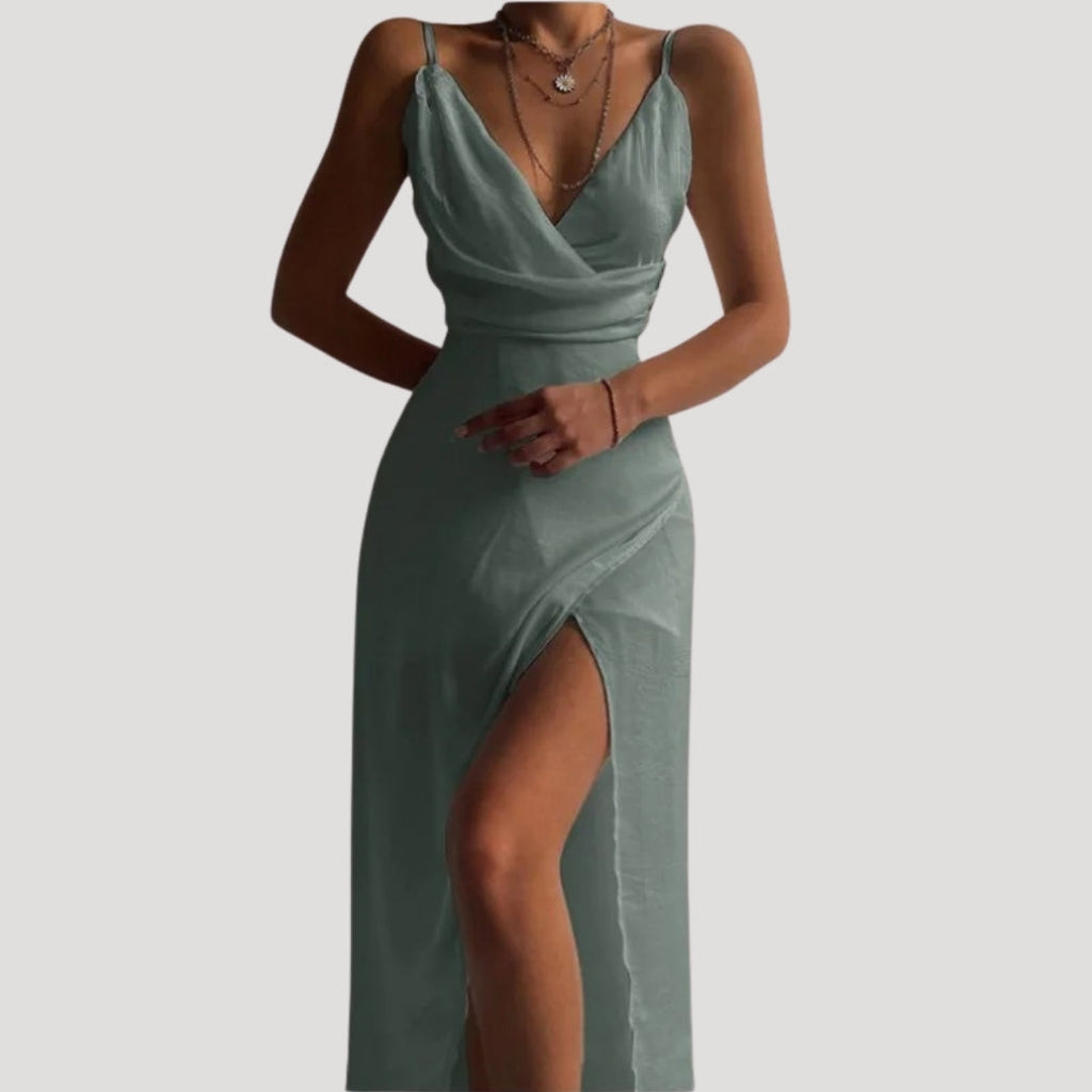 Alvine | Women's Evening Gown Dress with High Slit - Red - Image 6