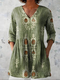 Arvella | Women's Boho Print Linen Tunic Top - Sage - Image 2