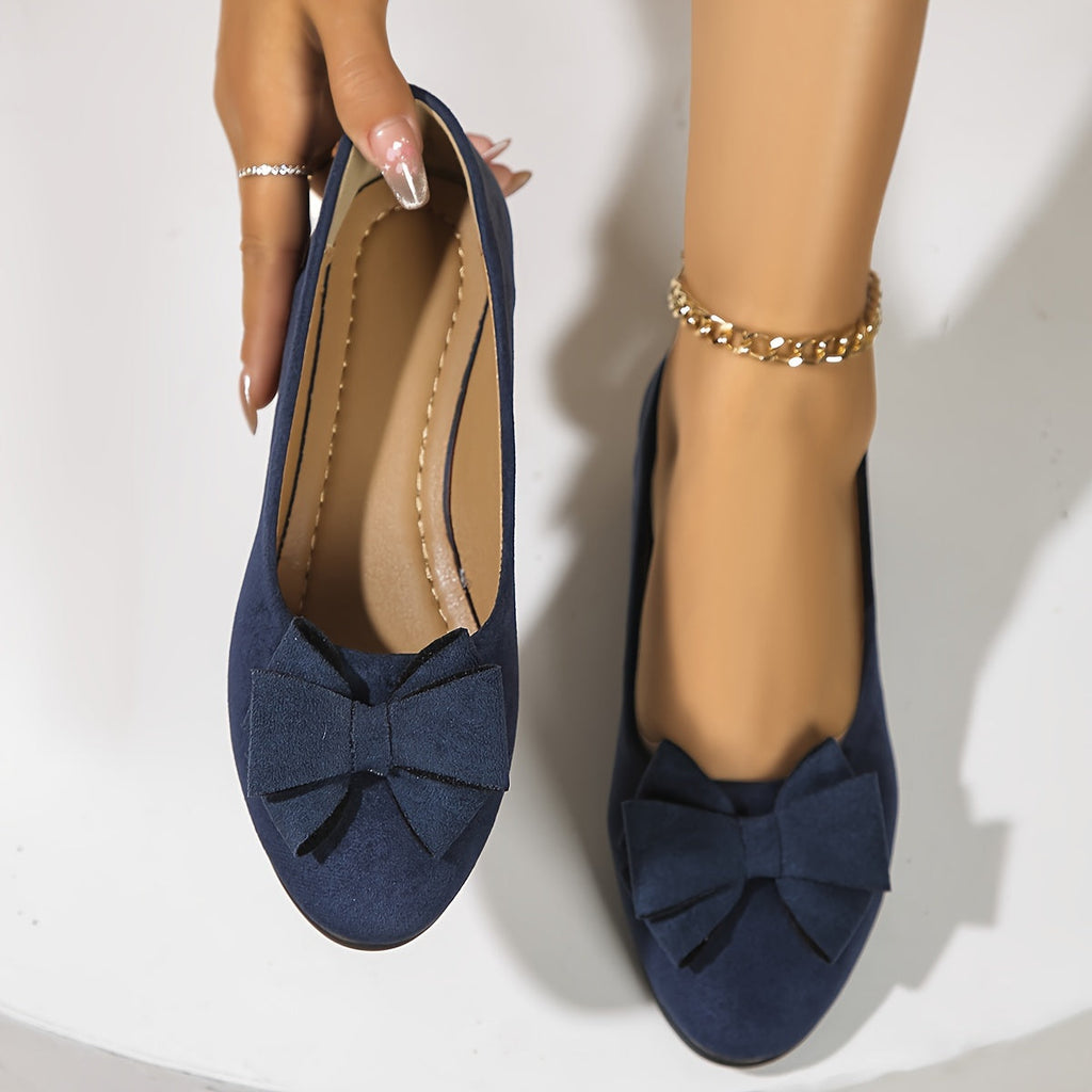 Arvella | Women's Bow Ballet Flats Hidden Wedge - Black - Image 8