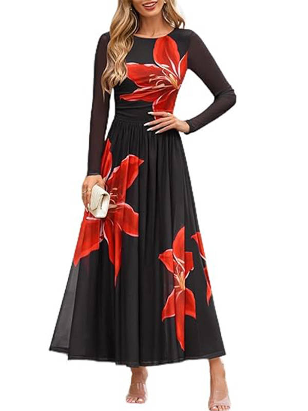 Arvelle | Women's Maxi Dress Long Sleeve - Teal - Image 7