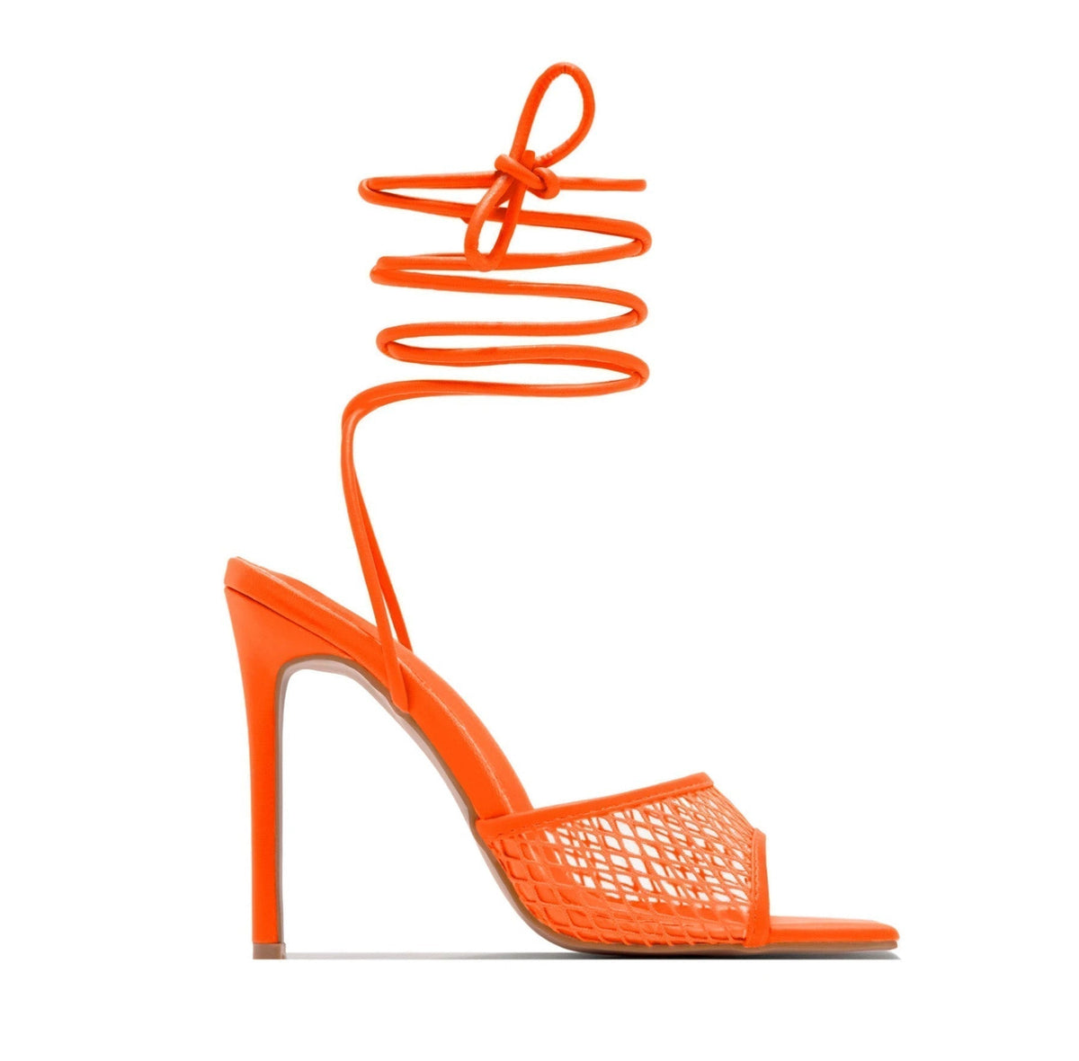 Arvenne | Women's Lace-Up Heeled Sandals Open Toe - Orange - Image 1