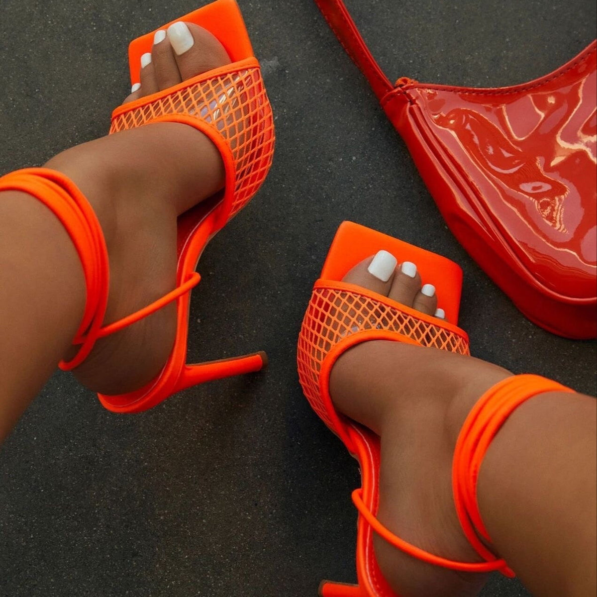 Arvenne | Women's Lace-Up Heeled Sandals Open Toe - Orange - Image 7
