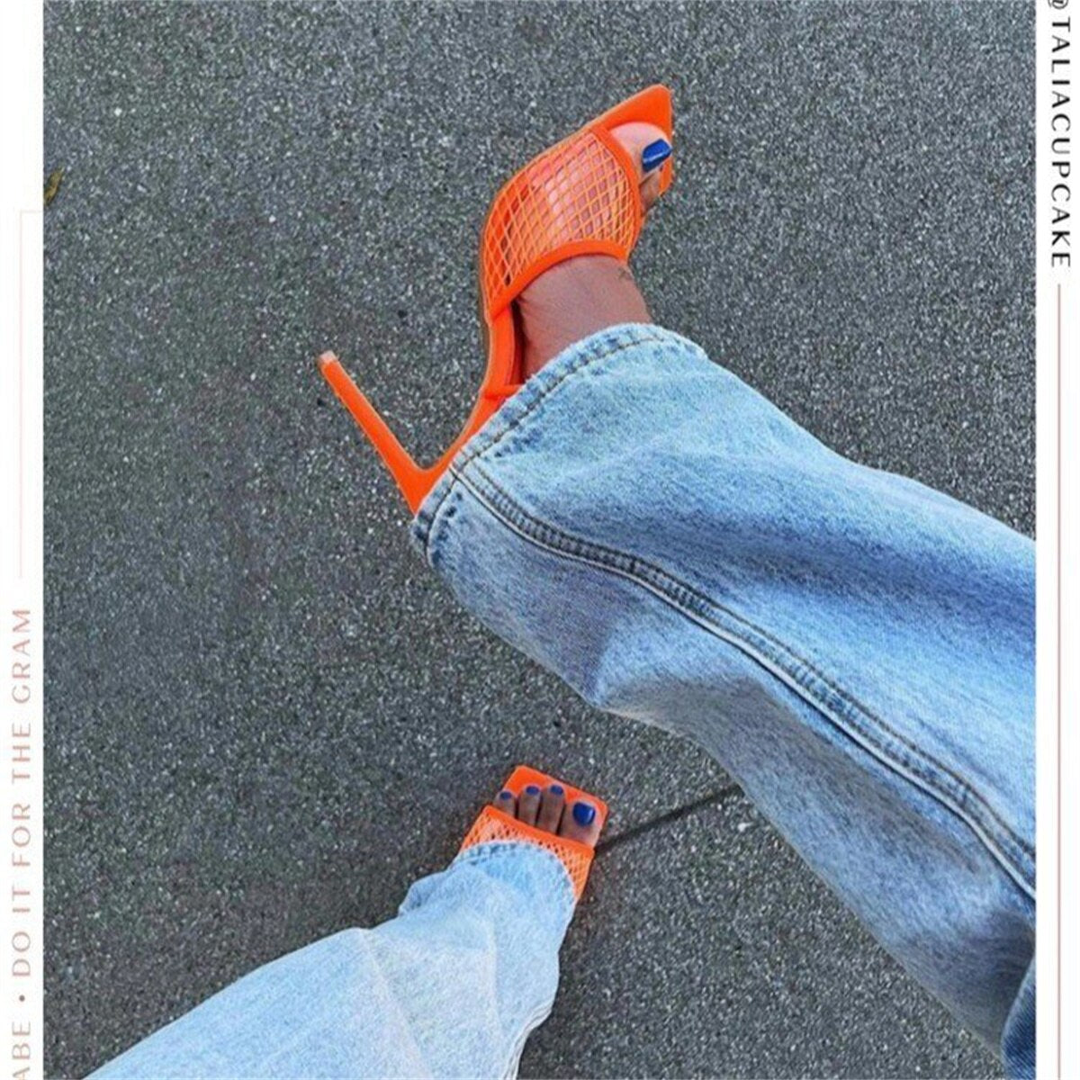 Arvenne | Women's Lace-Up Heeled Sandals Open Toe - Orange - Image 8