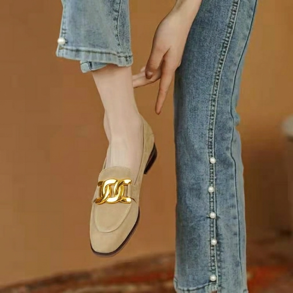Arveth | Women's Slip-On Loafer Suede Chain - Navy - Image 5