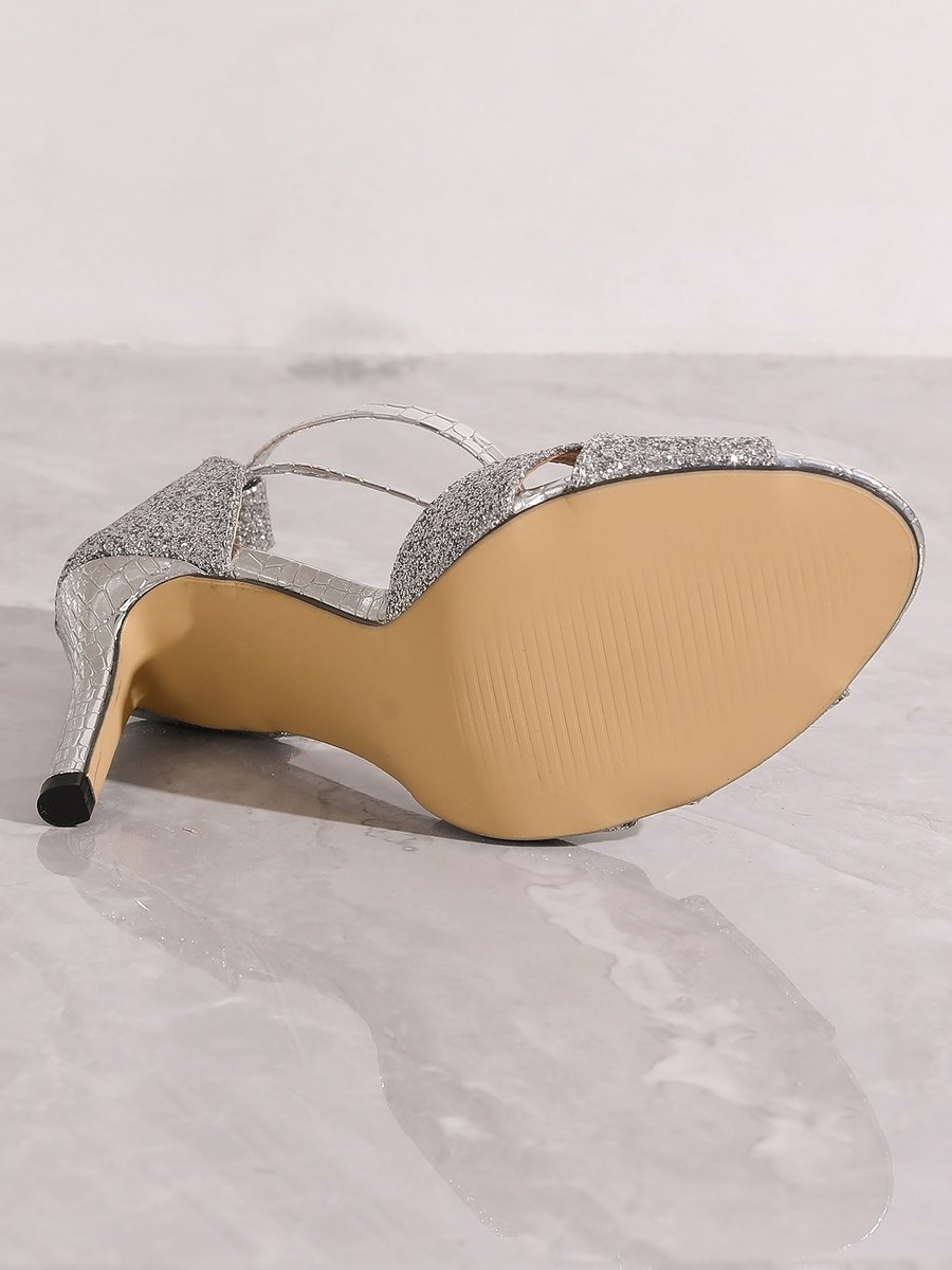 Arvindra | Women's Glitter Heeled Sandals Ankle Strap - Gold - Image 9