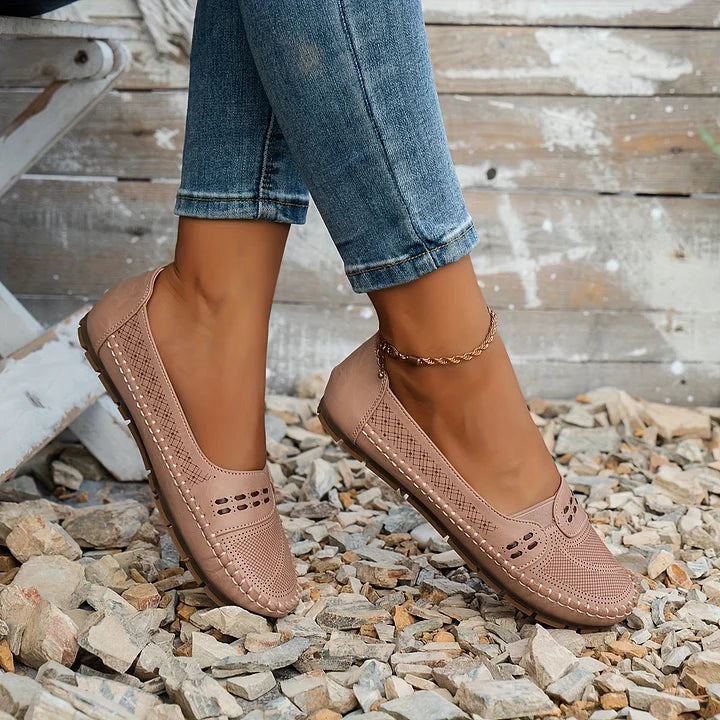 Arvine | Women's Flat Loafers Slip-On Shoes - Beige - Image 15