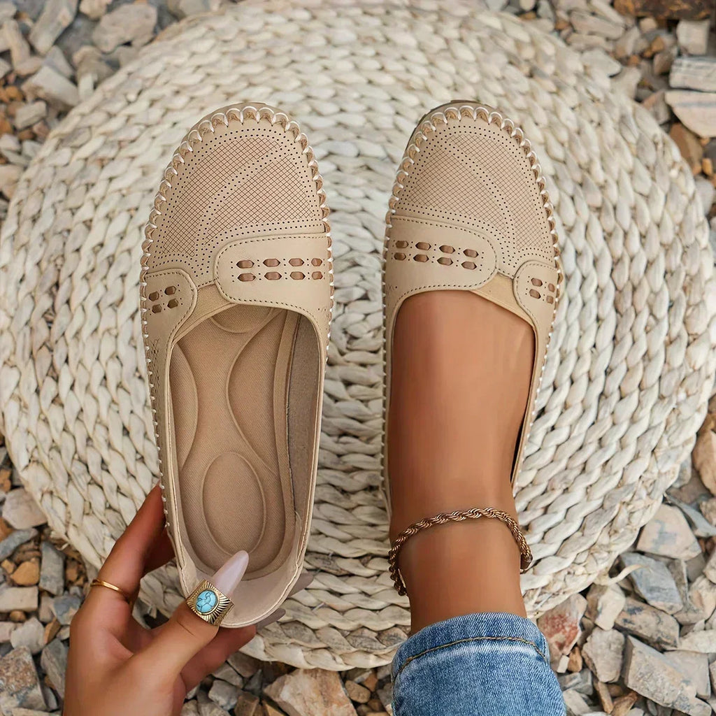 Arvine | Women's Flat Loafers Slip-On Shoes - Beige - Image 2