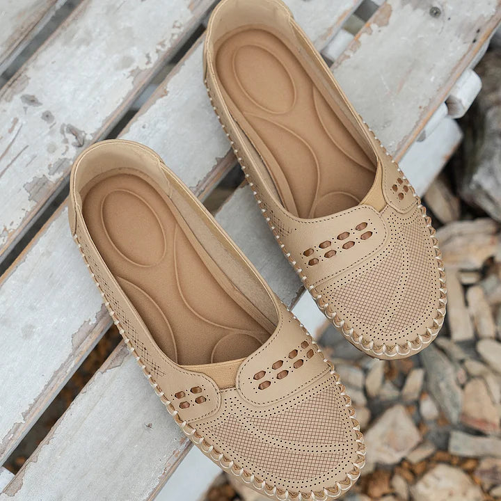 Arvine | Women's Flat Loafers Slip-On Shoes - Beige - Image 4