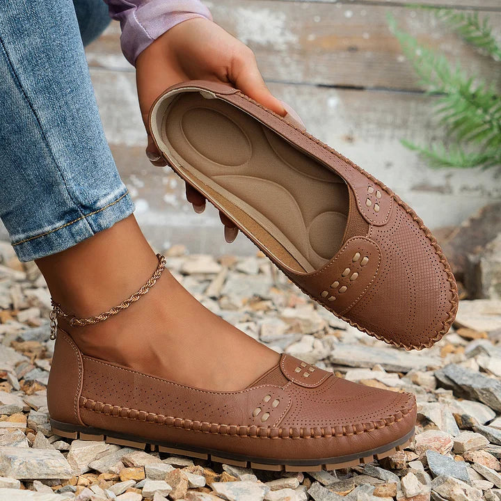 Arvine | Women's Flat Loafers Slip-On Shoes - Beige - Image 7