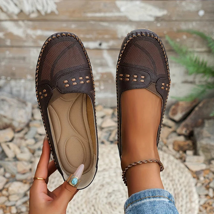 Arvine | Women's Flat Loafers Slip-On Shoes - Beige - Image 9