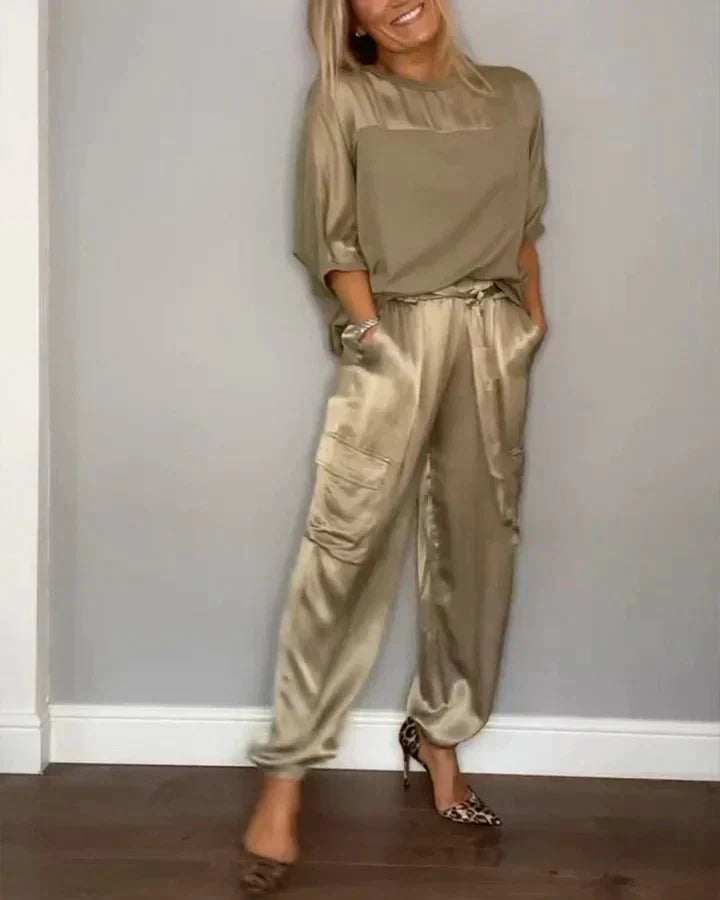 Arvossa | Women's Satin Two-Piece Co-ord Set - Image 1