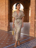Aurelie | Women's Printed Midi Dress Twist Front - Image 1