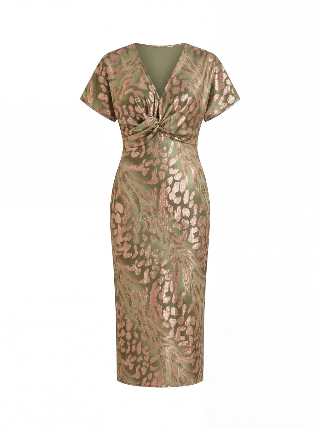 Aurelie | Women's Printed Midi Dress Twist Front - Image 5