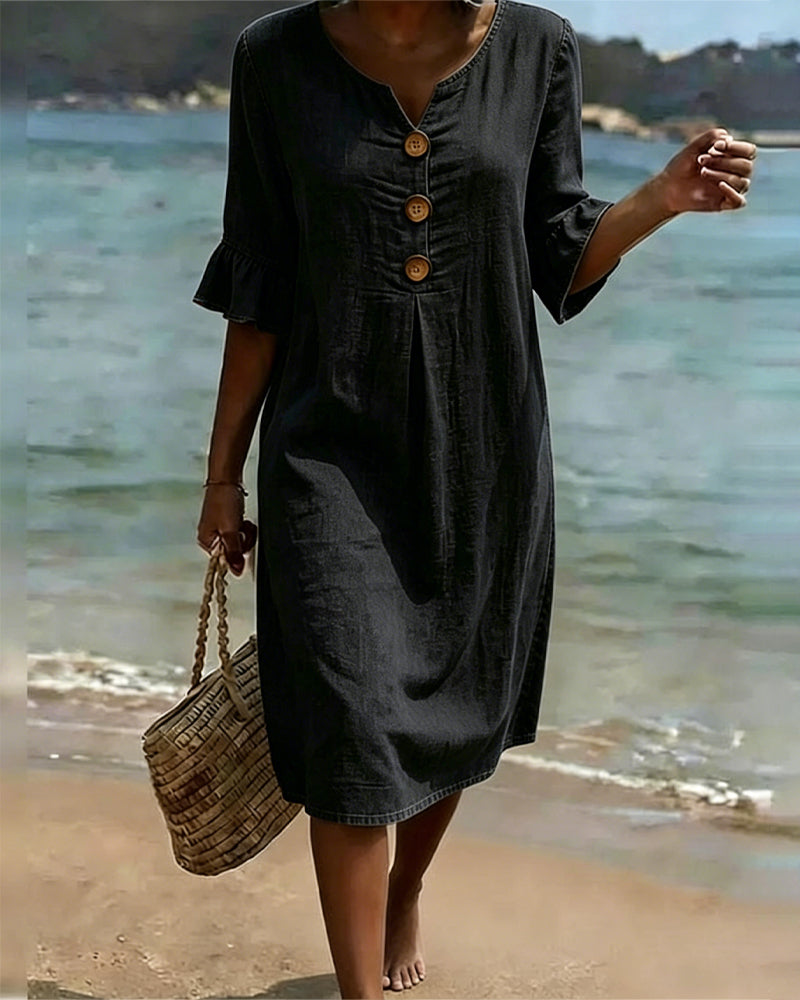 Briallen | Women's Button Front Midi Dress - Image 1