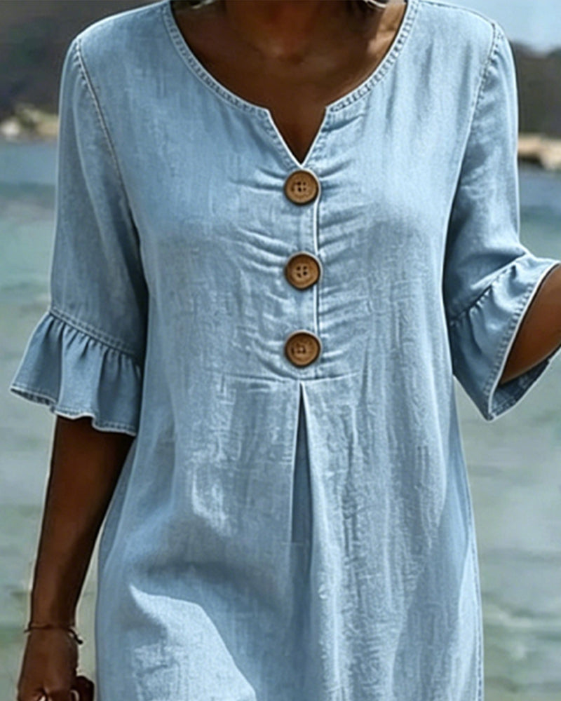 Briallen | Women's Button Front Midi Dress - Image 11