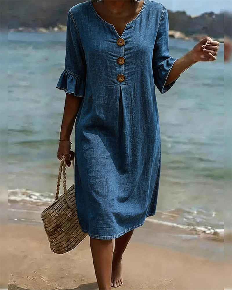 Briallen | Women's Button Front Midi Dress - Image 4
