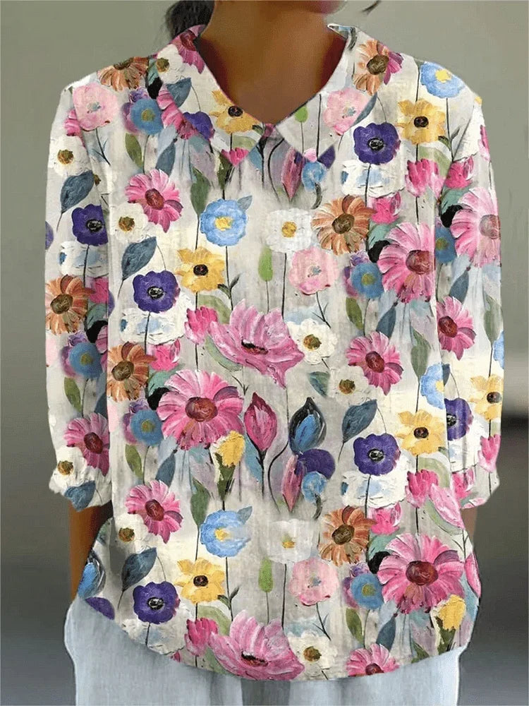 Brielle | Women's Boho Floral Print 3/4 Sleeve Blouse - Image 1