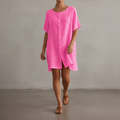 Cailinn | Women's Mini Shirt Dress Relaxed Fit - Hot Pink - Image 1