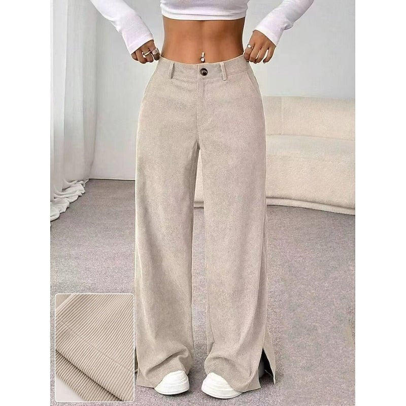 Caldene | Women's High-Waist Wide-Leg Trousers - Beige - Image 1