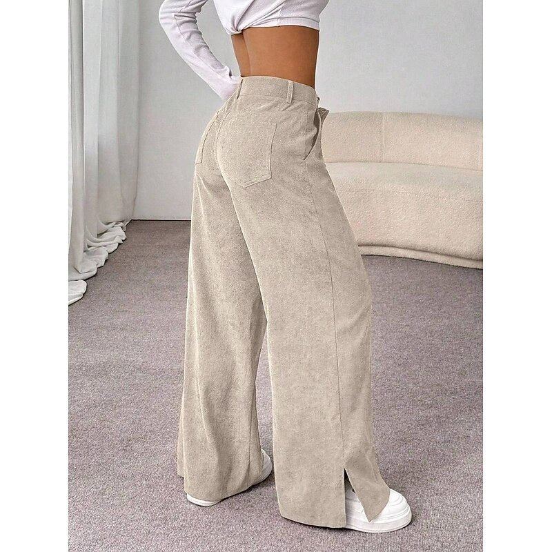 Caldene | Women's High-Waist Wide-Leg Trousers - Beige - Image 2