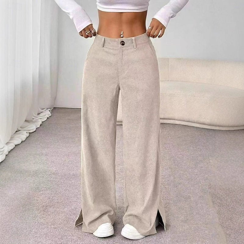 Caldene | Women's High-Waist Wide-Leg Trousers - Beige - Image 3