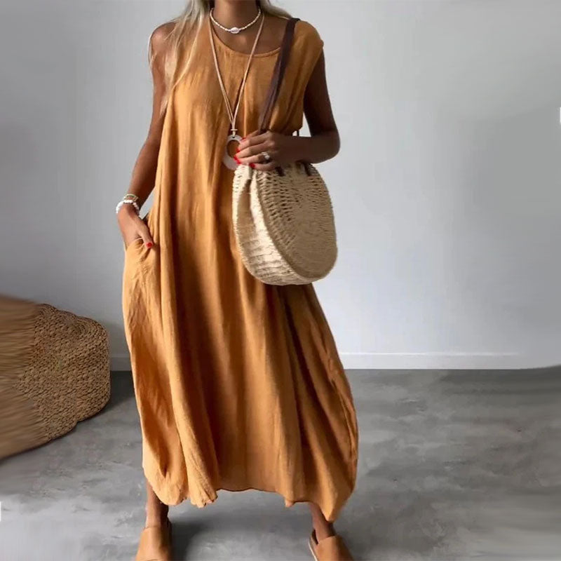 Calvara | Women's Casual Summer Midi Dress - Black - Image 4