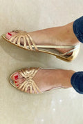 Calvara | Women's Flat Strappy Sandals - Gold - Image 2