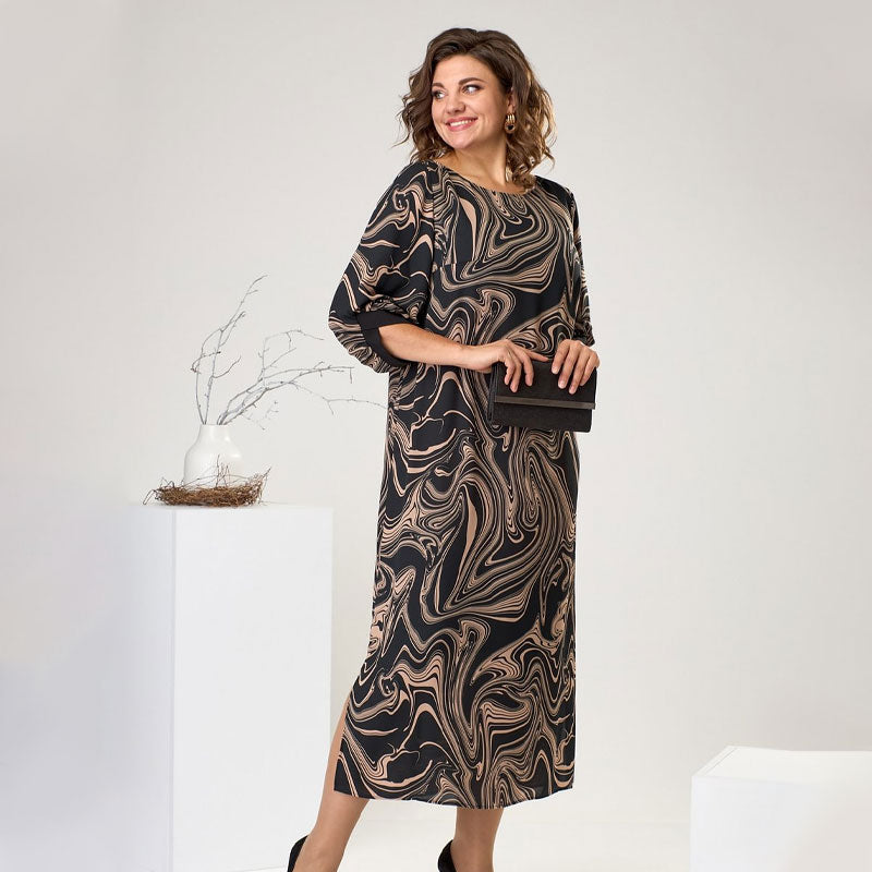 Calvene | Women's Swirl Print Midi Dress - Image 2