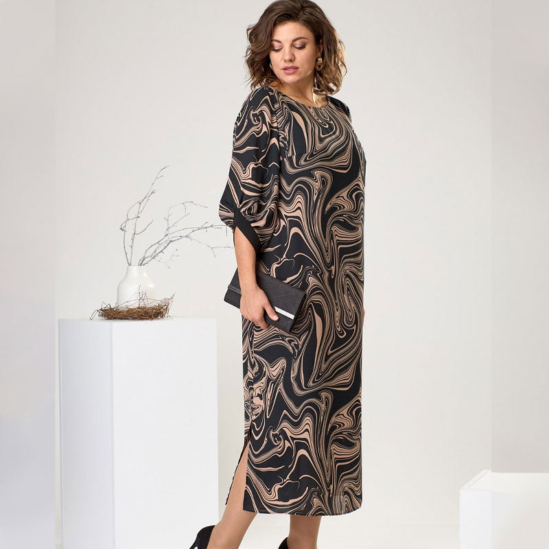 Calvene | Women's Swirl Print Midi Dress - Image 4