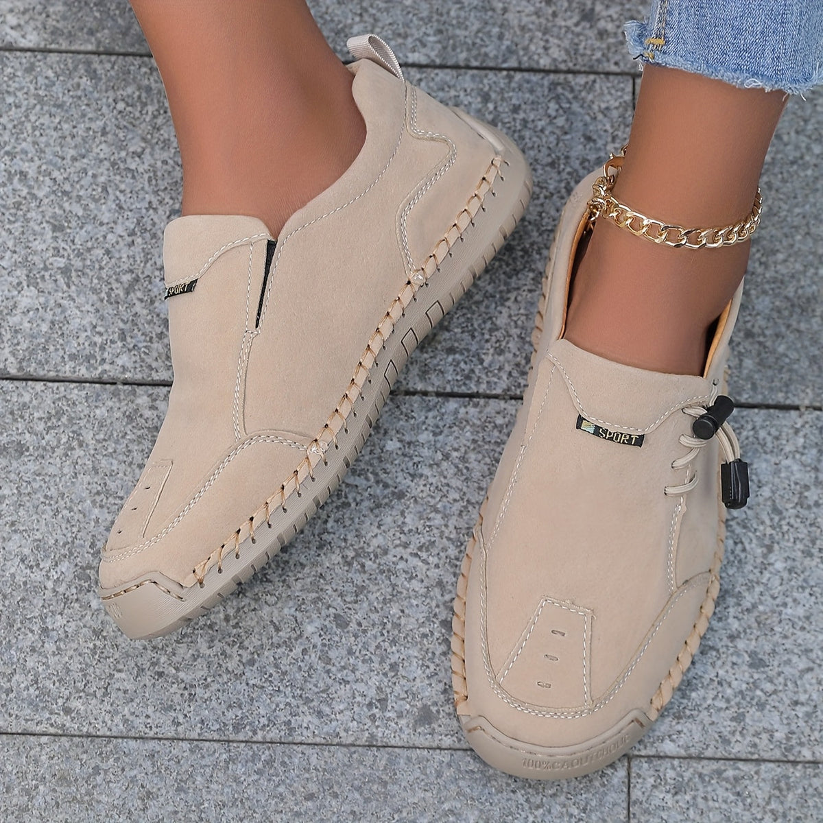 Calveth | Women's Orthopedic Slip-On Sneakers - Beige - Image 4