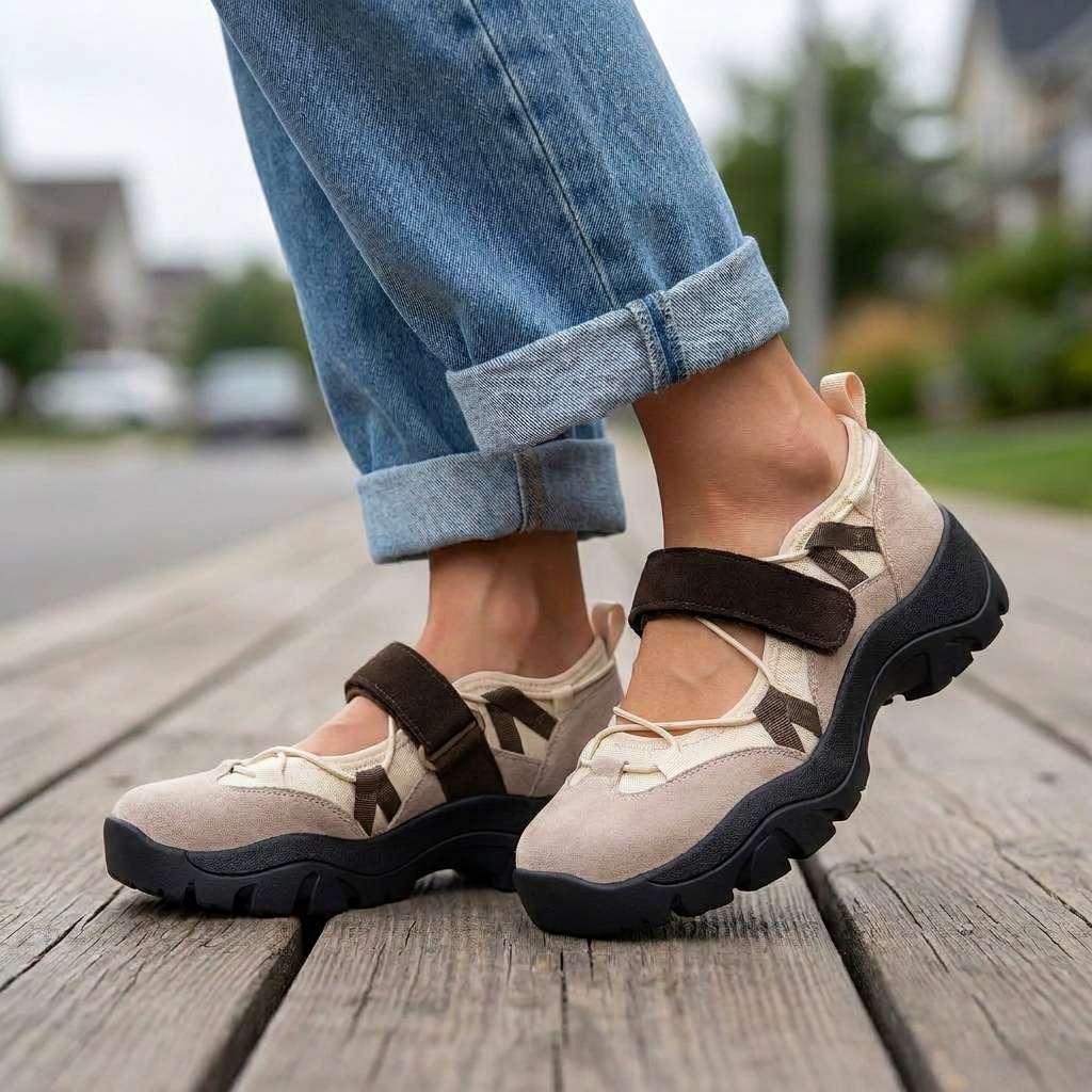 Calveth | Women's Orthopedic Sneakers Chunky Sole - Beige - Image 7
