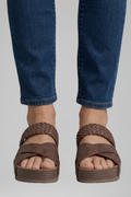 Calveth | Women's Woven Platform Sandals - Dark Brown - Image 1
