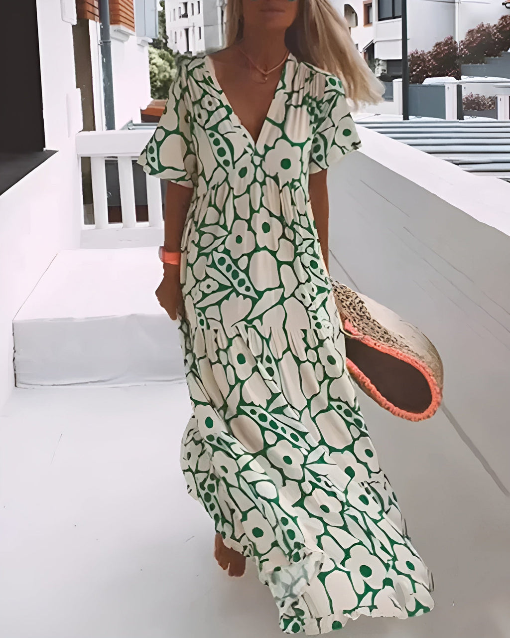 Calvindra | Women's Casual Summer Maxi Dress - Green - Image 1