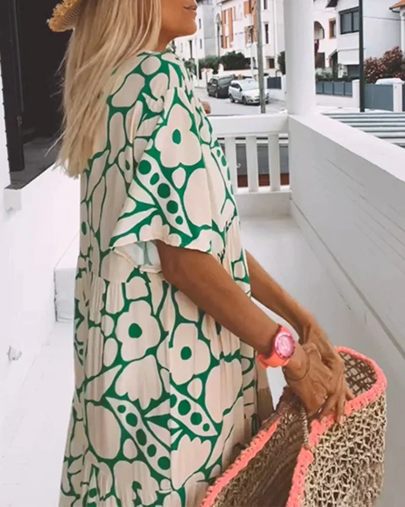 Calvindra | Women's Casual Summer Maxi Dress - Green - Image 2
