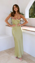 Calvisse | Women's Floral Maxi Dress - Light Green - Image 1