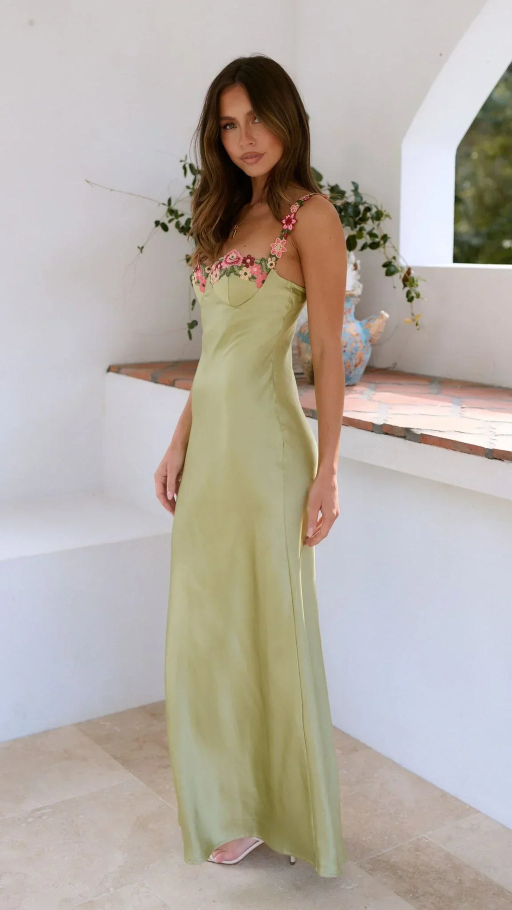 Calvisse | Women's Floral Maxi Dress - Light Green - Image 4