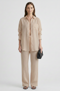 Calvith | Women's Two Piece Set Linen Shirt & Trousers - Beige - Image 1