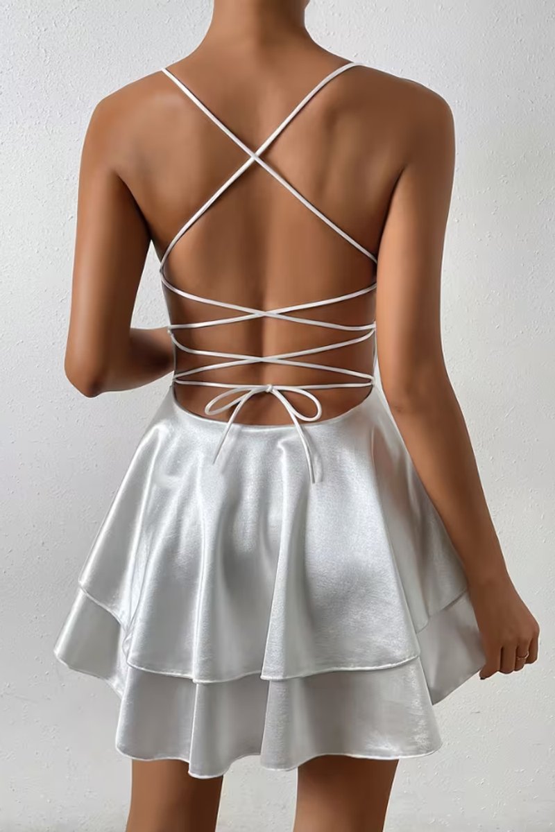 Calvorna | Women's Cocktail Dress Open Back Mini - Image 3