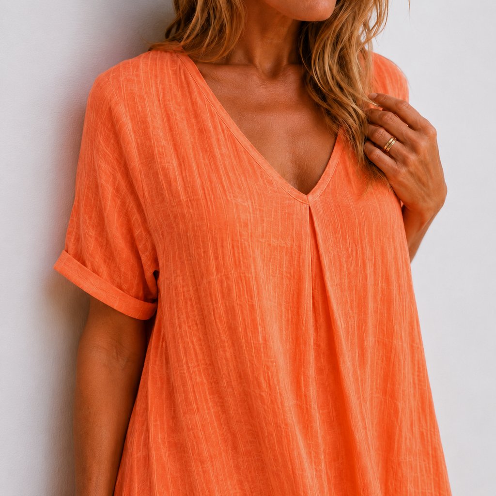 Calvotte | Women's Relaxed Maxi Dress V-Neck - Image 8