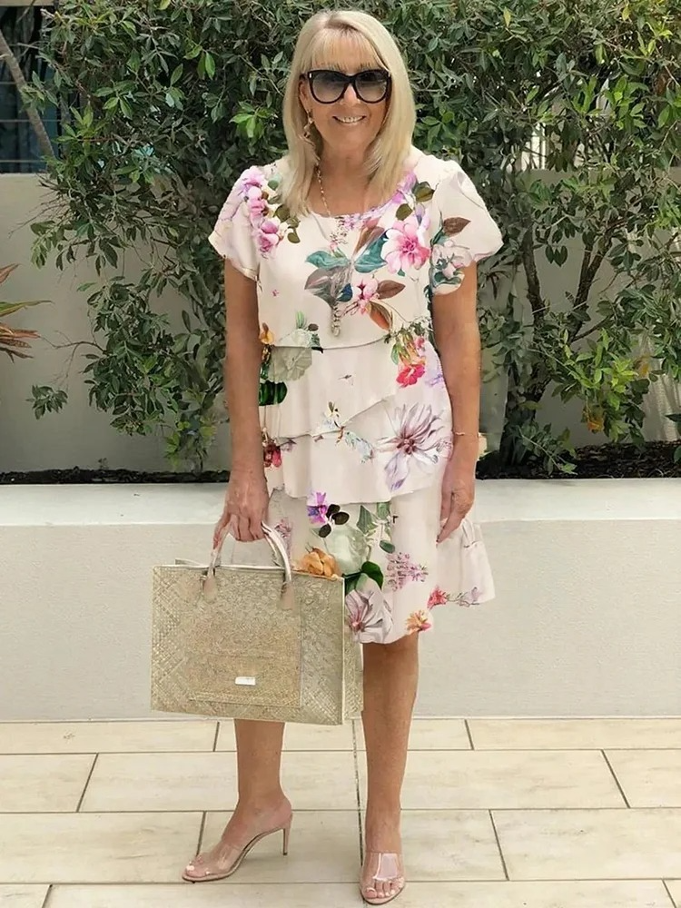 Calvourne | Women's Tiered Midi Dress - Floral - Image 2