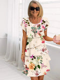 Calvourne | Women's Tiered Midi Dress - Floral - Image 4